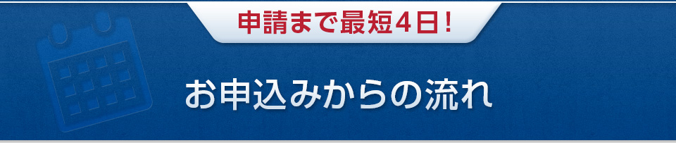 申請まで最短４日！　お申し込みからの流れ