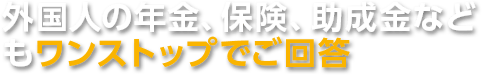 外国人の年金、保険、助成金などもワンストップでご回答